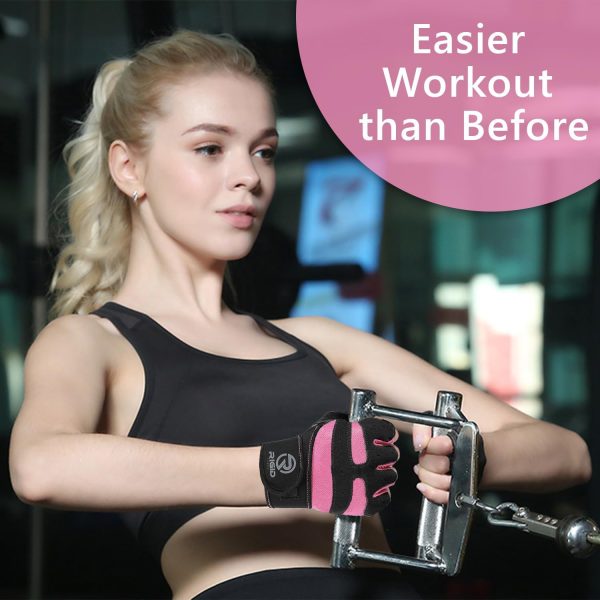 دست کش ورزشی RIGID FITNESS Women Workout Gloves with Wrist Support - Breathable & Full-Palm Protection - Fingerless Gym Gloves, Training Women Gloves, Sport Women Gloves Suitable for Bike Rides (Standard M Size) - تصویر 8