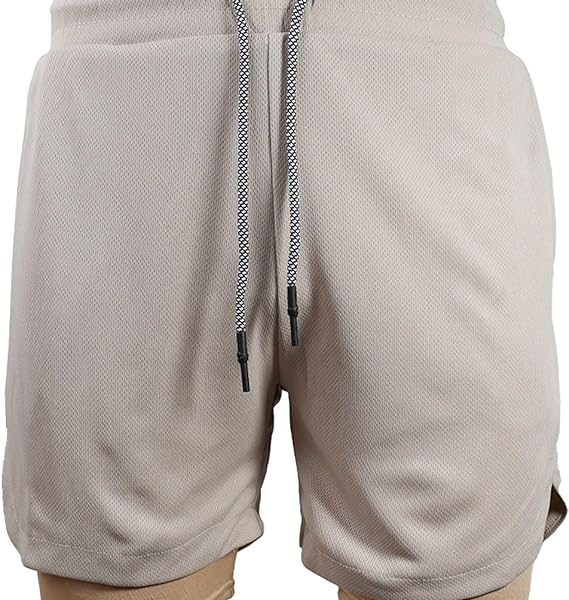 شلوارک مردانهDress Cici Gym Shorts for Men, Men's Activewear Running Shorts,Drawstring Gym Shorts Men, 2 Layer Loose Athletic Shorts with 4 Pockets