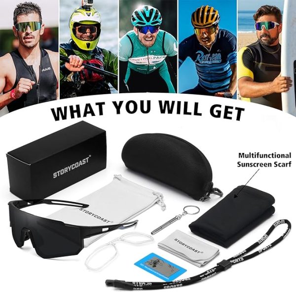 عینک آفتابی ورزشی STORYCOAST Polarized Sports Sunglasses for Men Women TR90 Unbreakable Frame Cycling Fishing Driving - تصویر 6