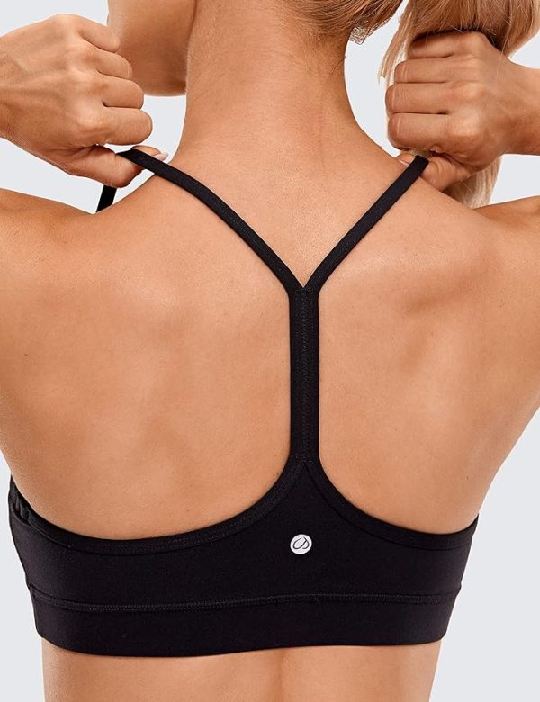 نیم تنه ورزشی CRZ YOGA Y Back Sports Bra for Women - Padded Racerback Spaghetti Straps Thin Strap Low Impact Workout Yoga Bra - تصویر 8