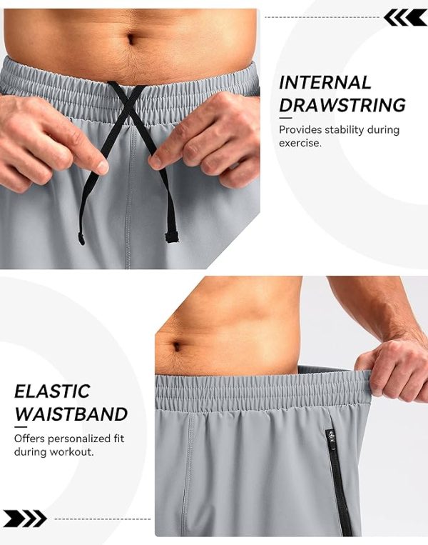 شلوارک ورزشی مردانه Pudolla Men's Running Shorts 5" Lightweight Gym Shorts for Men Workout Athletic Casual with Zipper Pockets - تصویر 8