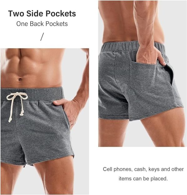 شلوارک ورزشی مردانه AMY COULEE Mens Running Shorts 3 inch Training Workout Gym Shorts Cotton Casual Sweat Shorts with Pockets - تصویر 9