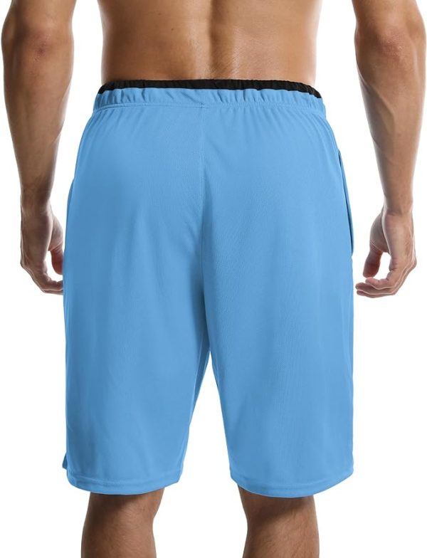 شلوارک ورزشی مردانه Aolesy Men's Basketball Shorts with Zipper Pockets 10" Athletic Shorts for Men Lightweight Mesh Gym Workout Running Shorts - تصویر 9