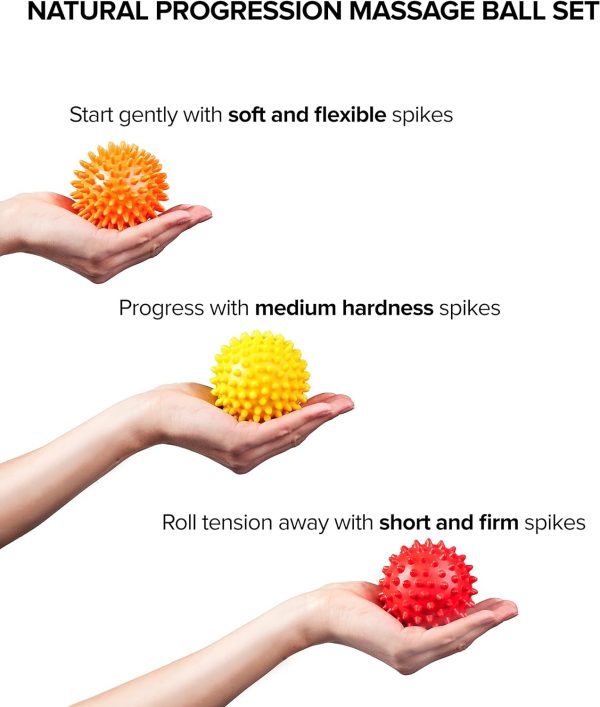 ماساژور ورزشی  OCTOROX Spiky Massage Balls for Feet, Back, Hands, Muscles - 3 Soft to Firm Spiked Massager Rollers for Plantar Fasciitis, Exercise, Neuro-Balance, Physical Therapy, 3-inch - تصویر 9