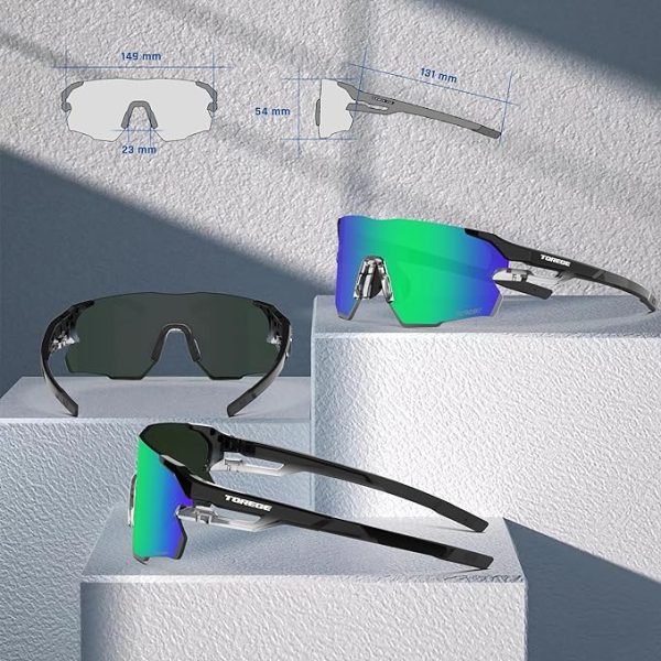 عینک آفتابی ورزشی TOREGE Z87 Sports Sunglasses for Men and Women-UV Protection, Ideal for Cycling, Fishing, Baseball, Running, Golf Iceman - تصویر 7