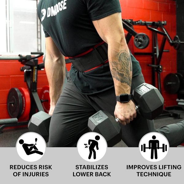 کمربند ورزشی DMoose Weight Lifting Belt - Self-Locking, 4" Gym Belt for Olympic Training, WOD, Cross Training, Nylon Workout belt with Adjustable Buckle - Provides Lumbar Support and Stability for Men and Women - تصویر 7