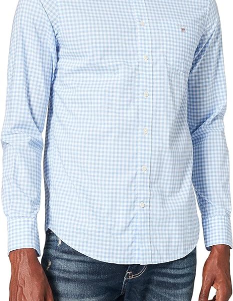 پیراهن مردانهGANT Men's The Broadcloth Gingham Reg Bd Shirt