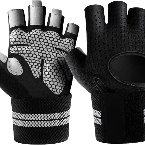 دست کش ورزشی Spardar Gym Gloves for Men or Women Anti-Slip Fingerless Gym with Sports Wrist Strap for Weightlifting, Crossfit and Powerlifting
