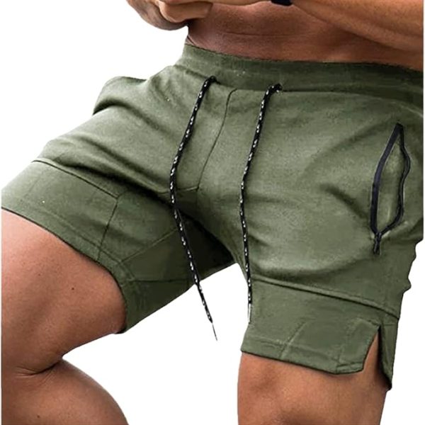 شلوارک ورزشی مردانه Men's Gym Shorts Quick Dry Workout Running Athletic Shorts with Zipper Pockets