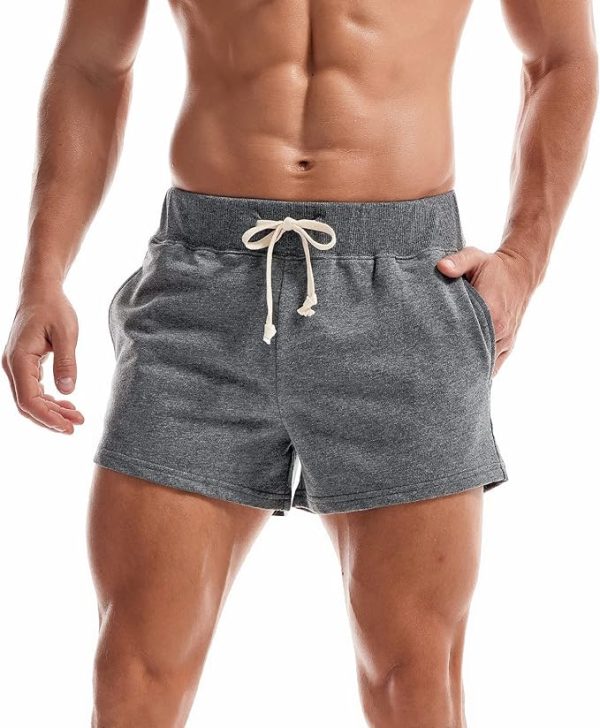 شلوارک ورزشی مردانه AMY COULEE Mens Running Shorts 3 inch Training Workout Gym Shorts Cotton Casual Sweat Shorts with Pockets