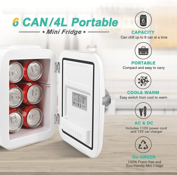 یخچال مینی CROWNFUL Mini Fridge, 4 L - تصویر 8