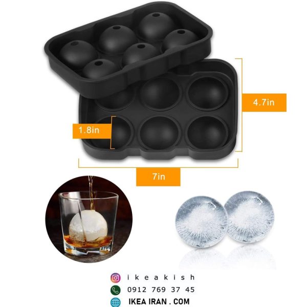 قالب یخ و بستنی Large Size Ice Maker Hold Silicone Cube Tray And Ball (Set Of 2) Black - تصویر 6