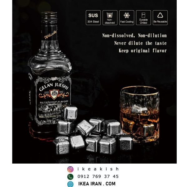 قالب یخ استیل SAICOOS 16 Pack Reusable Stainless Steel Ice Cubes for Drinks - تصویر 6