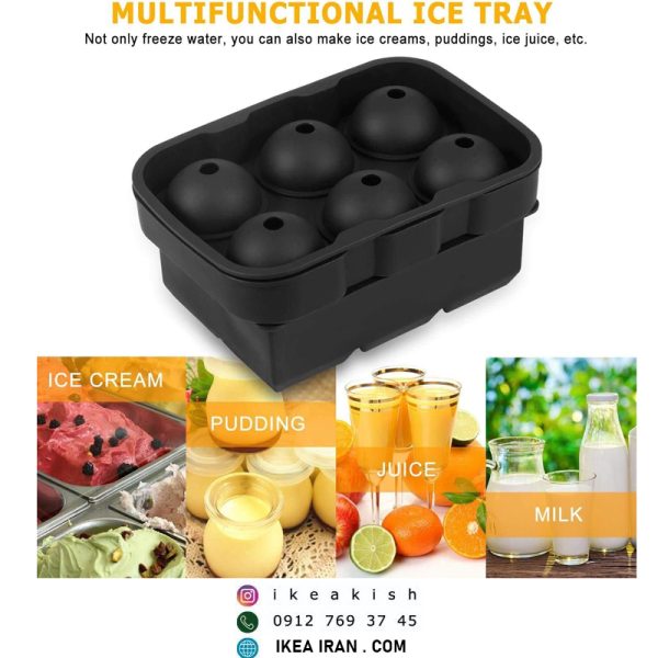 قالب یخ و بستنی Large Size Ice Maker Hold Silicone Cube Tray And Ball (Set Of 2) Black - تصویر 9