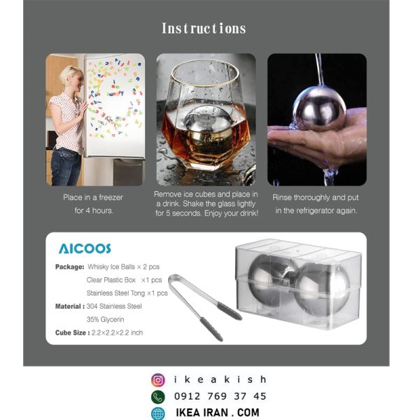 قالب یخ استیل SAICOOS Reusable Metal Ice Cubes for Drinks - تصویر 10